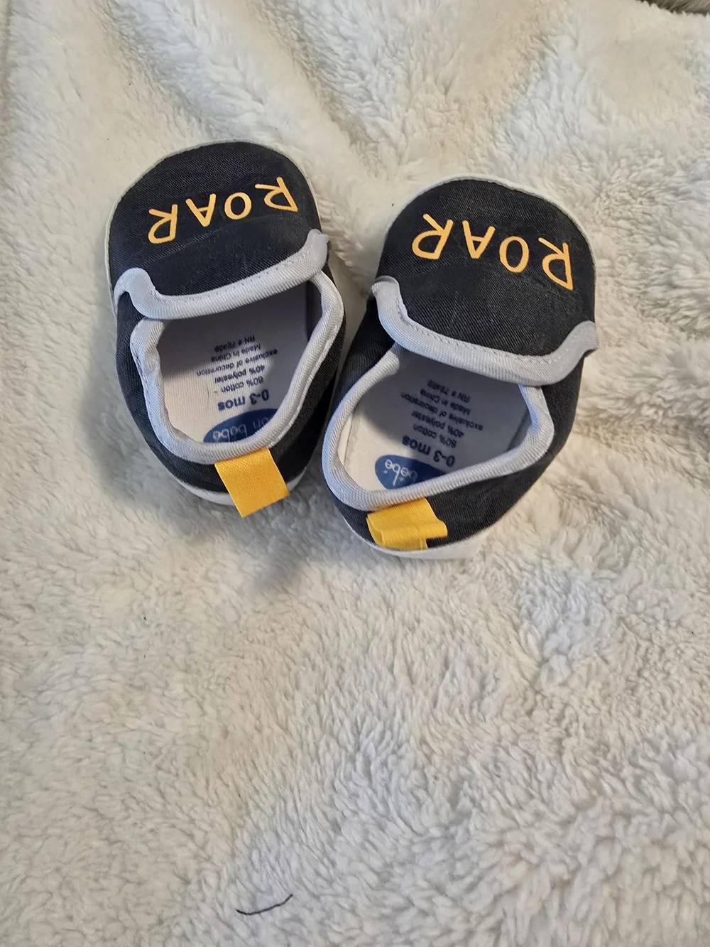 Bon Bebe Navy Slip-On Baby Shoes with Yellow Accents